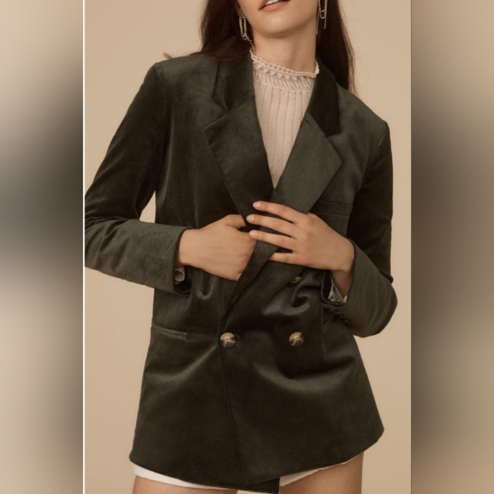 NWT Anthropologie Maeve Corduroy Double Breasted Blazer